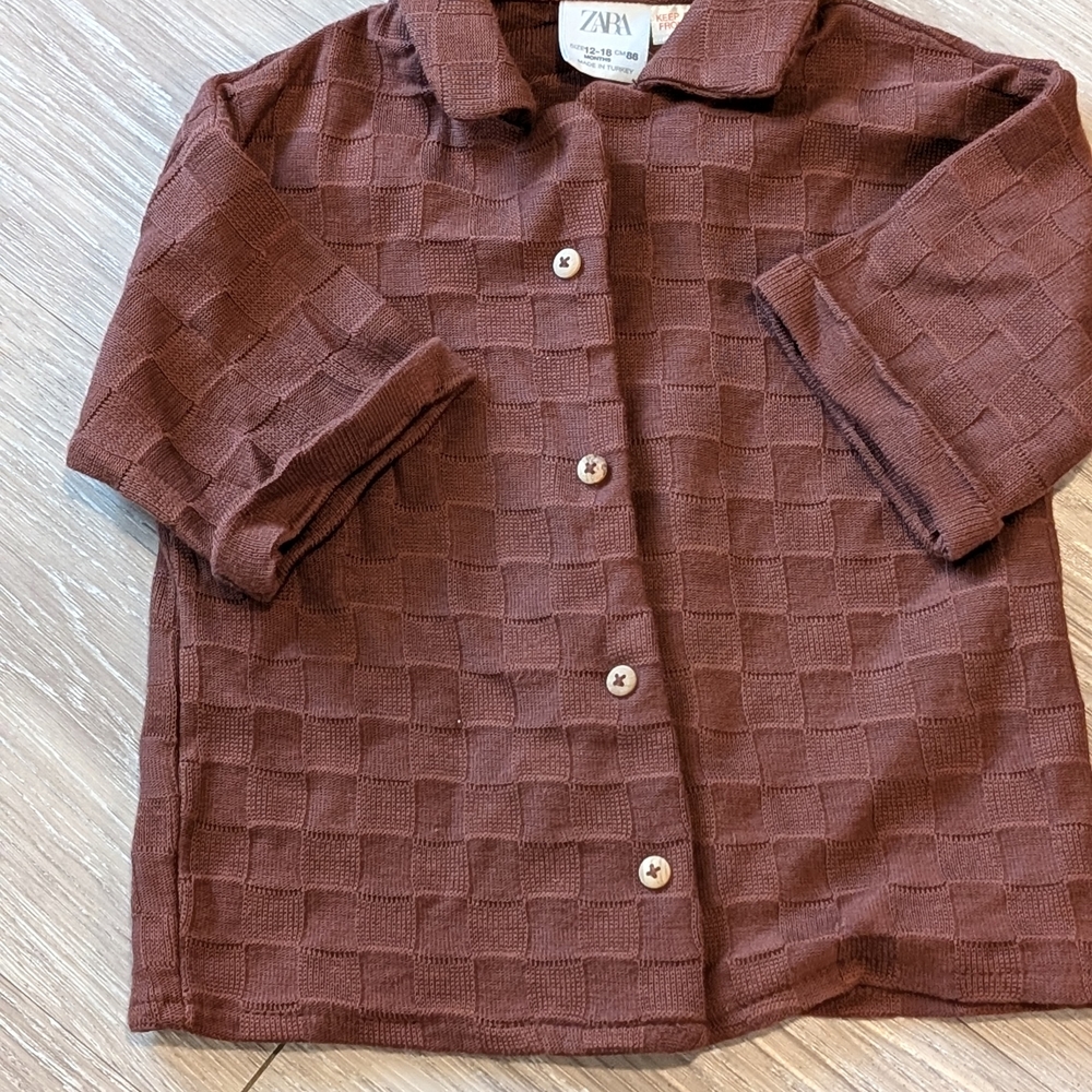 Zara Kids Brown Textured Shirt